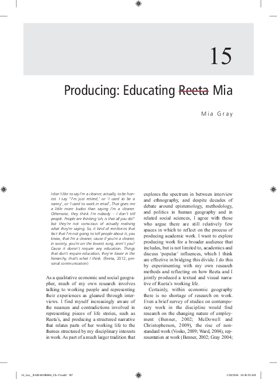 (PDF) "Educating R̶e̶e̶t̶a̶ Mia Reflections on Producing Narratives of