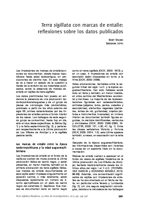 (PDF) Terra sigillata con marcas de entalle: reflexiones sobre los ...