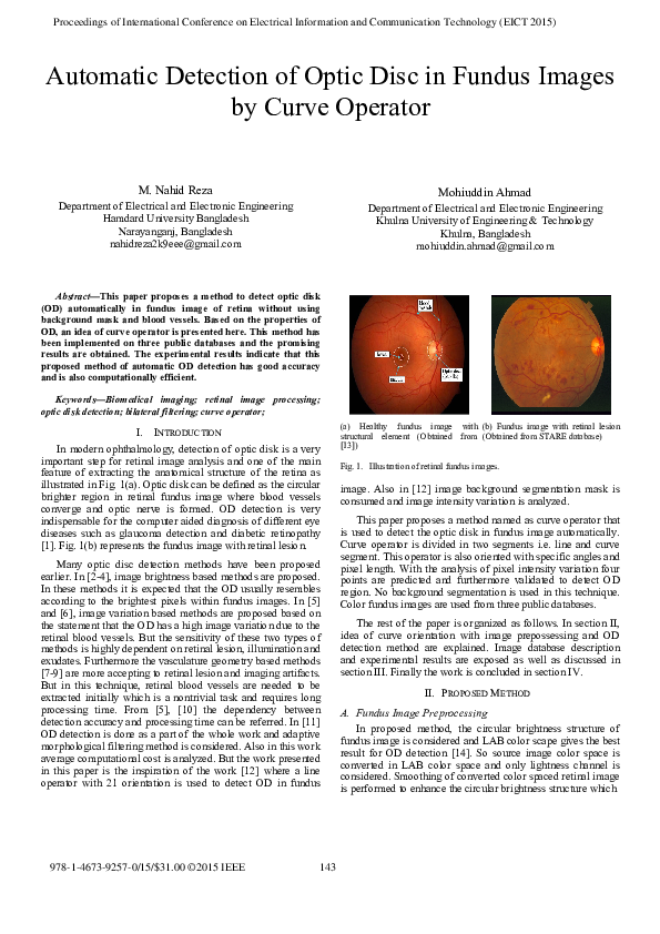 (PDF) Automatic detection of optic disc in fundus images by curve