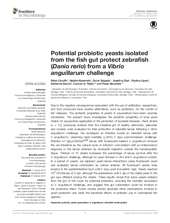 (PDF) Potential probiotic yeasts isolated from the fish gut protect ...