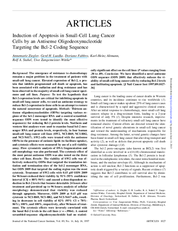 (PDF) Induction of Apoptosis in Small-Cell Lung Cancer Cells by an ...