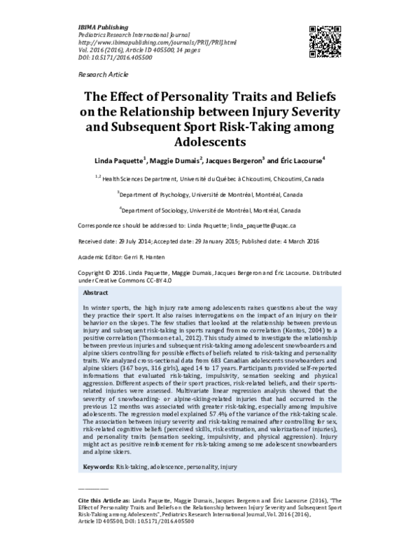 (PDF) The effect of personality traits and beliefs on the relationship ...