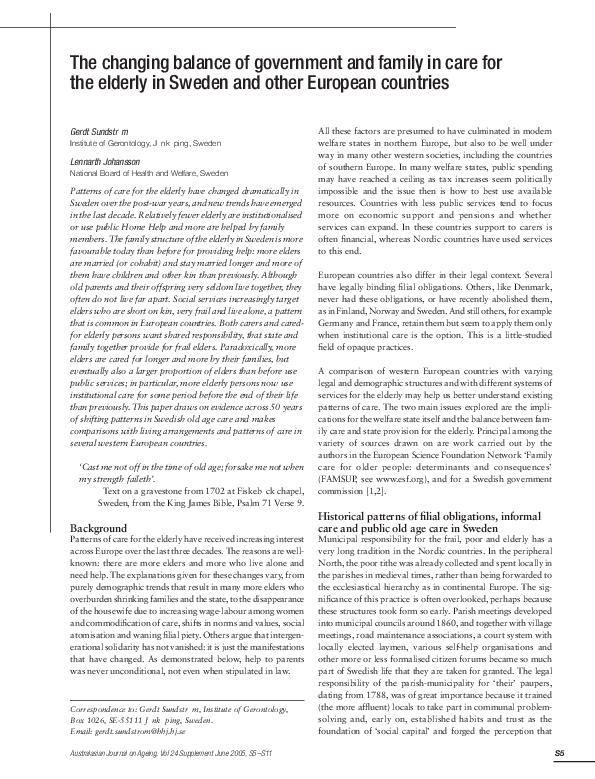 (PDF) The changing balance of government and family in care for the ...
