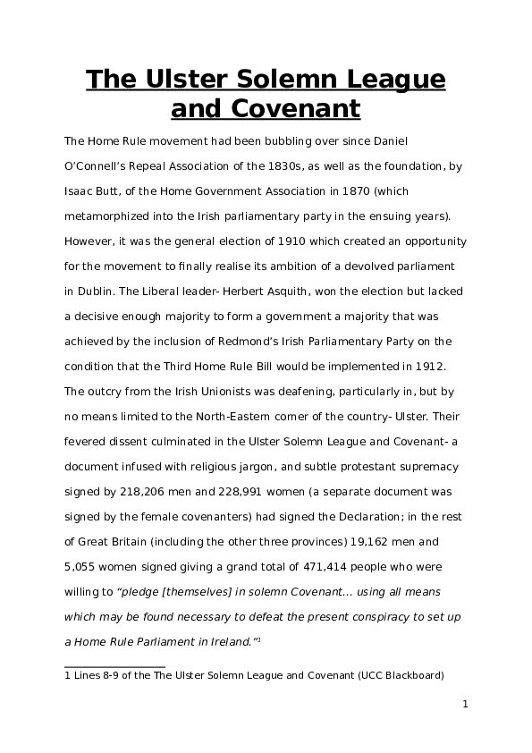 (DOC) The Ulster Solemn League and Covenant John Boyle Academia.edu