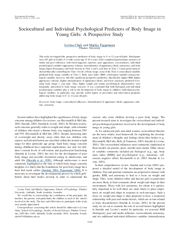 (PDF) Sociocultural and individual psychological predictors of body ...