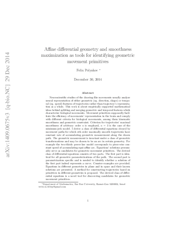 (PDF) Affine differential geometry and smoothness maximization as tools for identifying