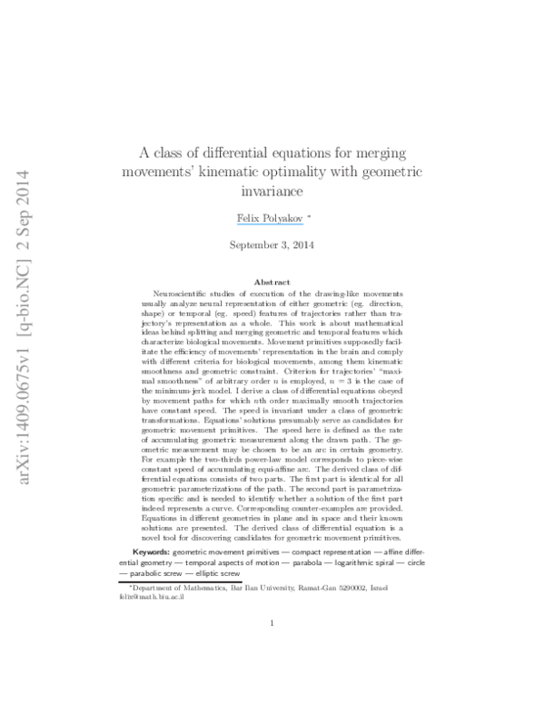 (PDF) A class of differential equations for merging movements ...