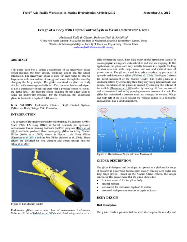 (PDF) Design of a Body with Depth Control System for an Underwater