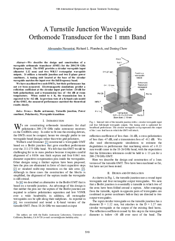 (PDF) A turnstile junction waveguide orthomode transducer