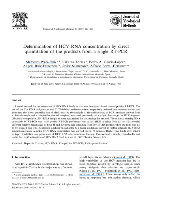 (PDF) Determination of HCV RNA concentration by direct quantitation of ...