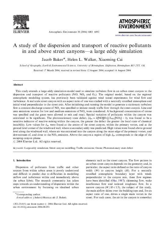 (PDF) A study of the dispersion and transport of reactive pollutants in ...