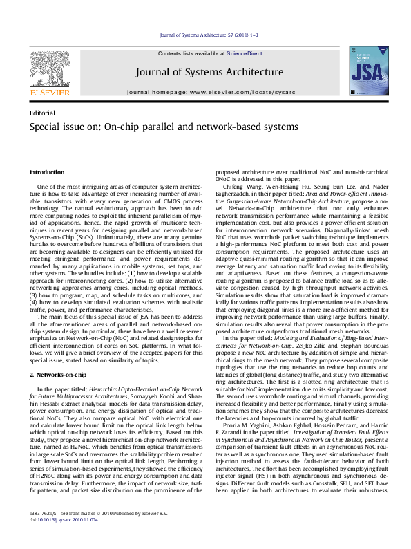 (PDF) Special issue on: On-chip parallel and network-based systems