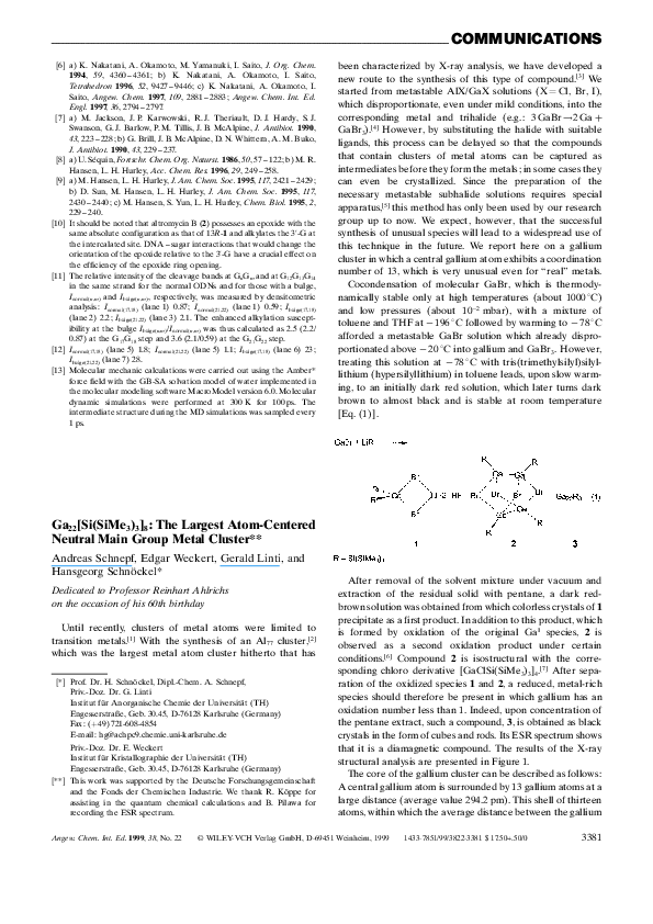 (PDF) Ga22[Si(SiMe3)3]8: The Largest Atom-Centered Neutral Main Group ...