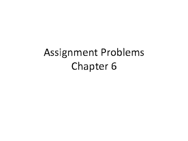 (PDF) Assignment Problems Chapter 6
