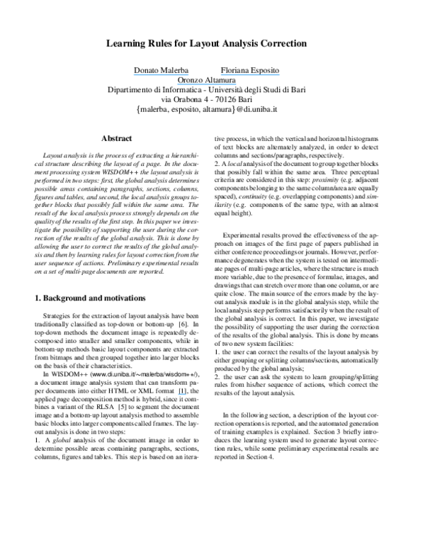 (PDF) Learning rules for layout analysis correction