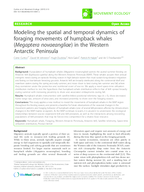 (PDF) Modeling the spatial and temporal dynamics of foraging movements ...