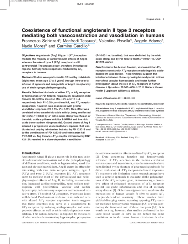(PDF) Coexistence of functional angiotensin II type 2 receptors ...