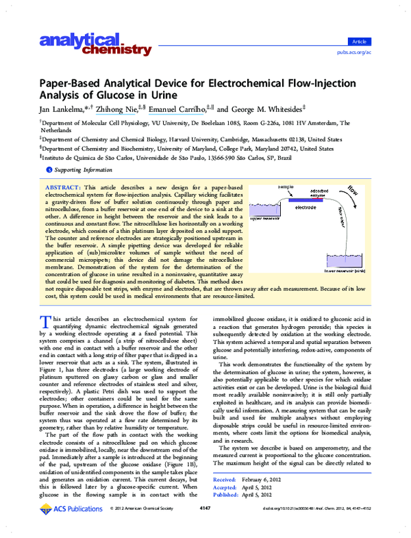 (PDF) PaperBased Analytical Device for Electrochemical FlowInjection