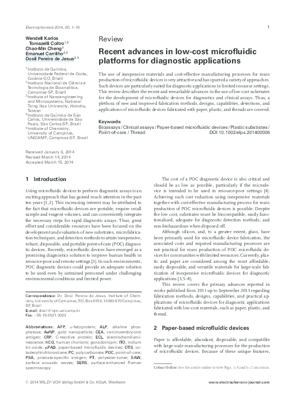 (PDF) Recent Advances in Low-Cost Microfluidic Platforms for Diagnostic ...
