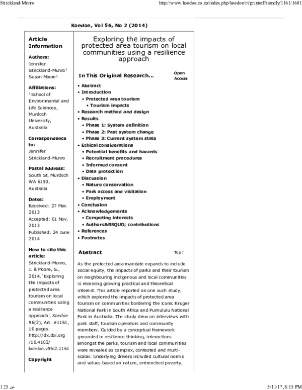 (PDF) Article Information Exploring the impacts of protected area ...