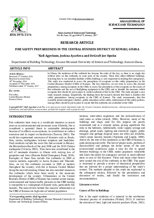 (PDF) FIRE SAFETY PREPAREDNESS IN THE CENTRAL BUSINESS DISTRICT OF