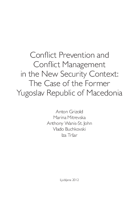(PDF) Conflict Prevention and Conflict Management in the New Security ...