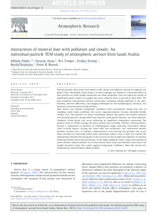 (PDF) Interactions of mineral dust with pollution and clouds: An ...