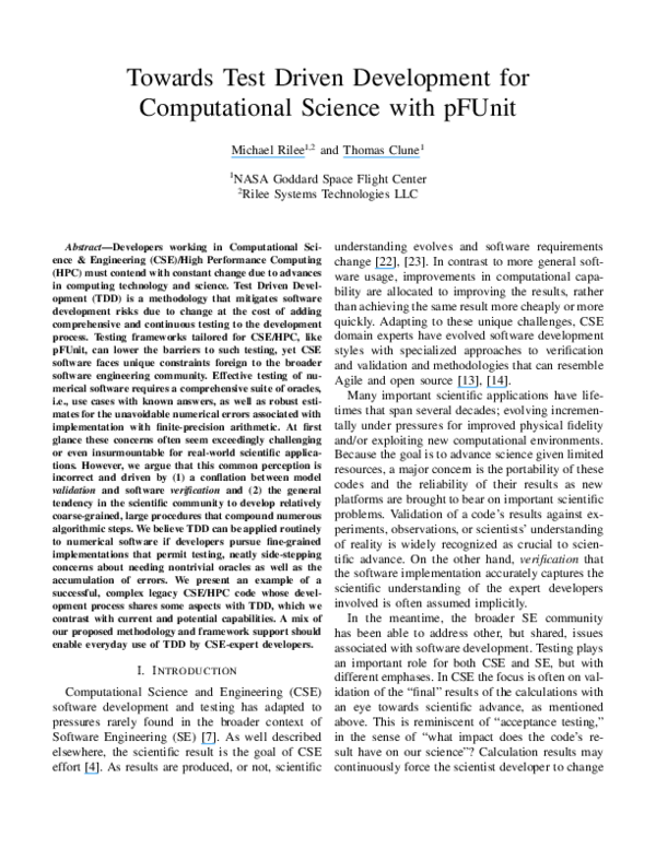 (PDF) Towards Test Driven Development for Computational Science with pFUnit