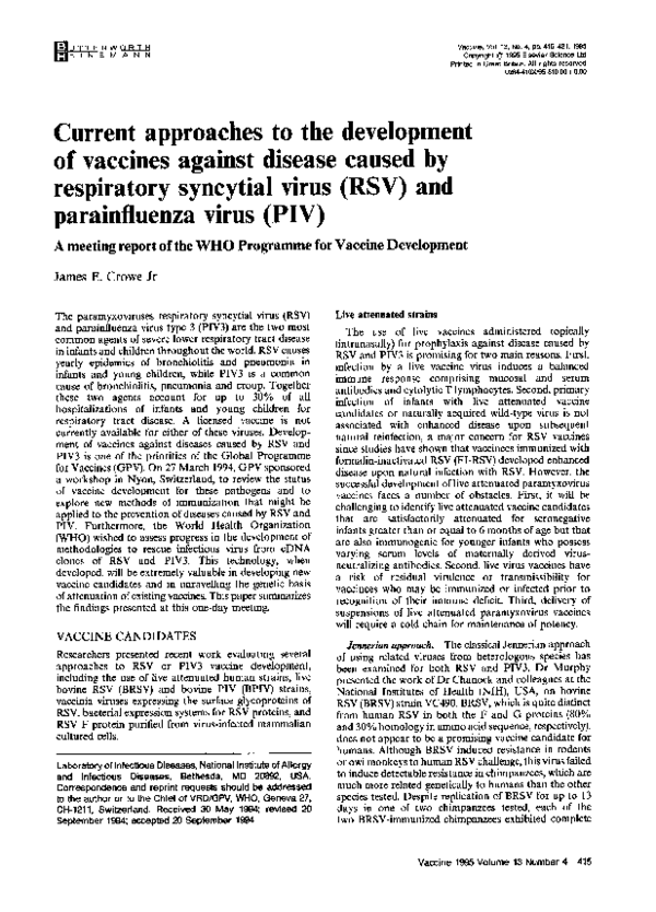 (PDF) Current approaches to the development of vaccines against disease ...