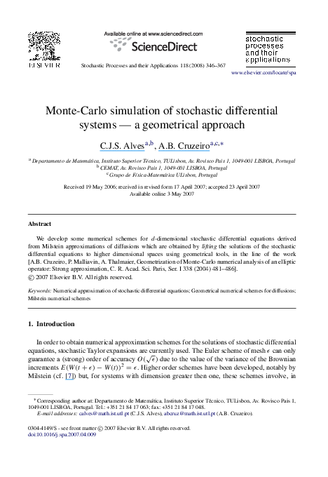 (PDF) Monte-Carlo simulation of stochastic differential systems — a ...