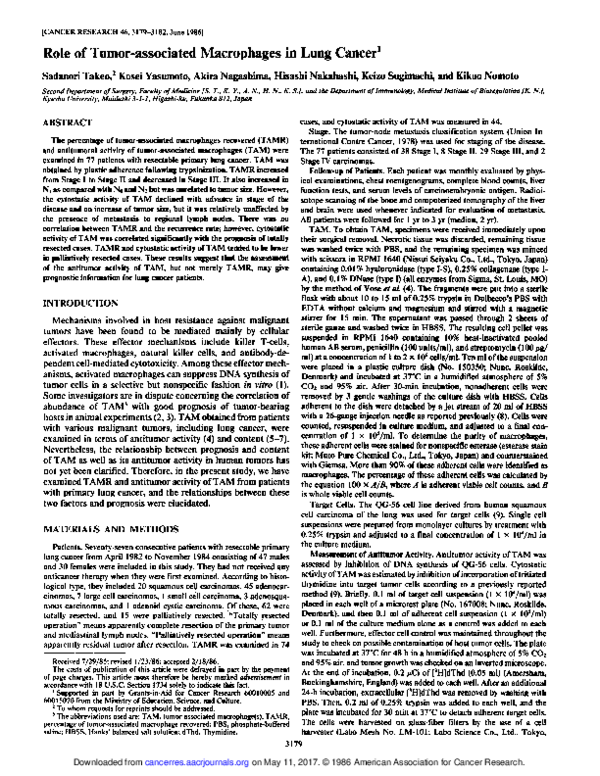 (PDF) Role of tumor-associated macrophages in lung cancer