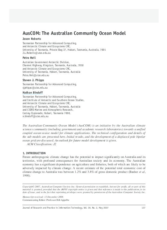 (PDF) AusCOM: The Australian Community Ocean Model