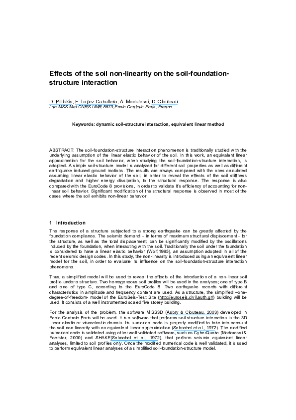 (PDF) Effects of the soil non-linearity on the soil-foundation ...