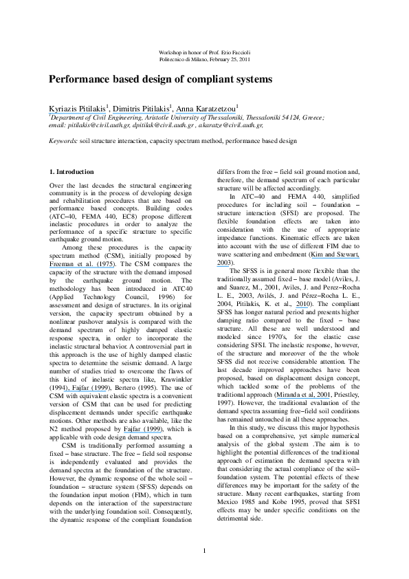 (PDF) Performance based design of compliant systems