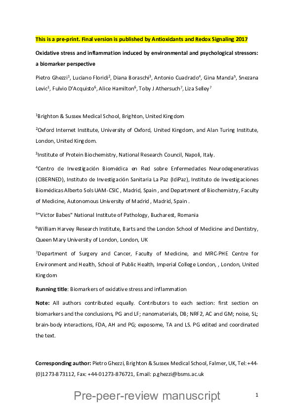(PDF) Oxidative stress and inflammation induced by environmental and ...