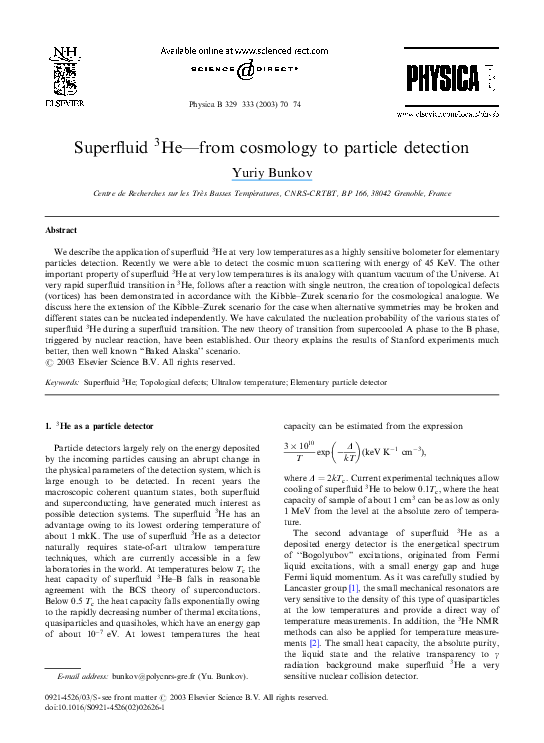 (PDF) Superfluid —from cosmology to particle detection