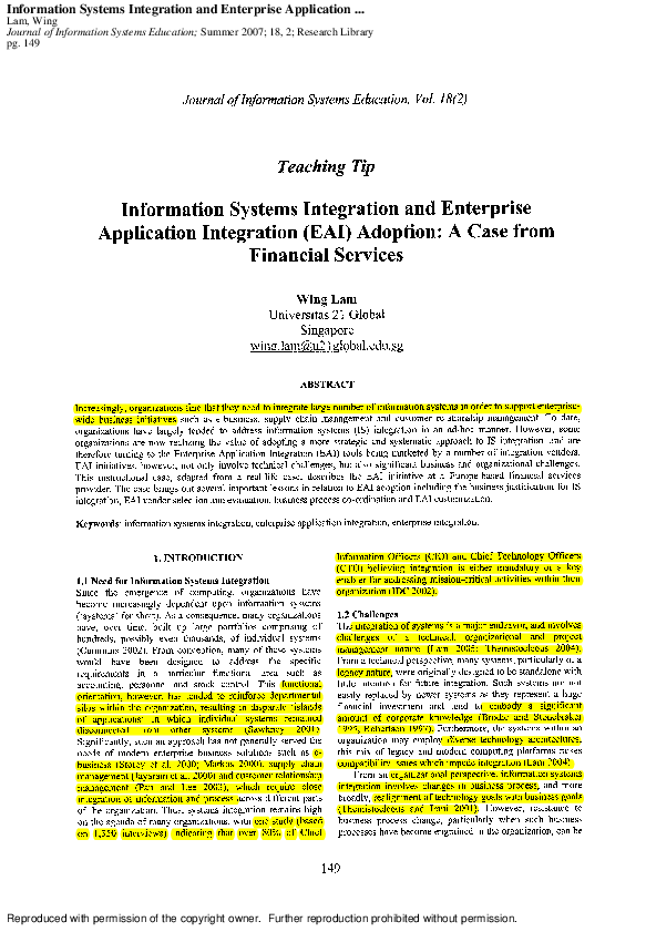 (PDF) Information Systems Integration and Enterprise Application ...