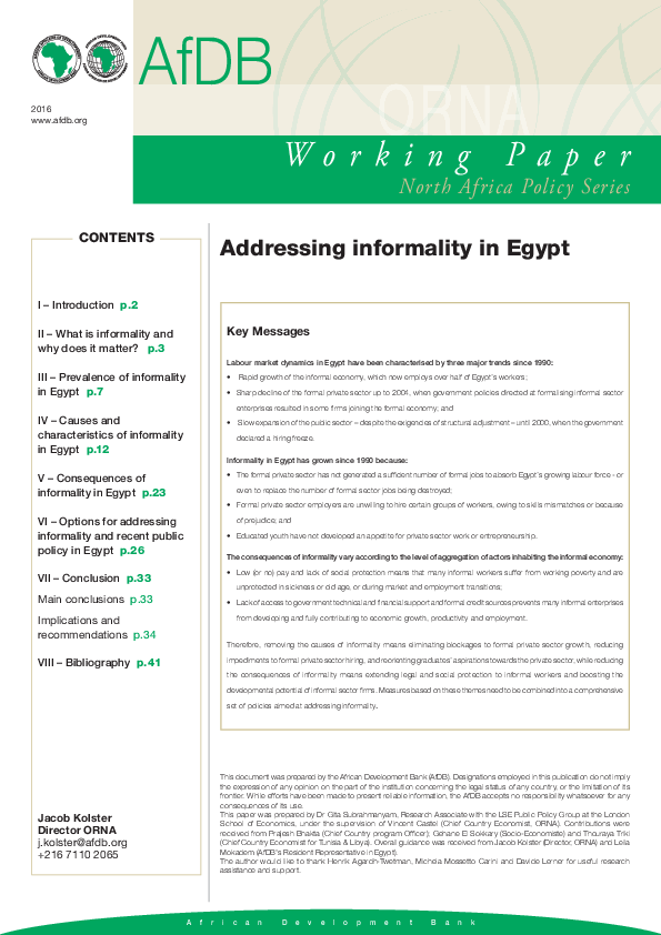 (PDF) Addressing informality in Egypt