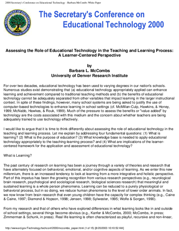 (PDF) Assessing the role of educational technology in the teaching and ...