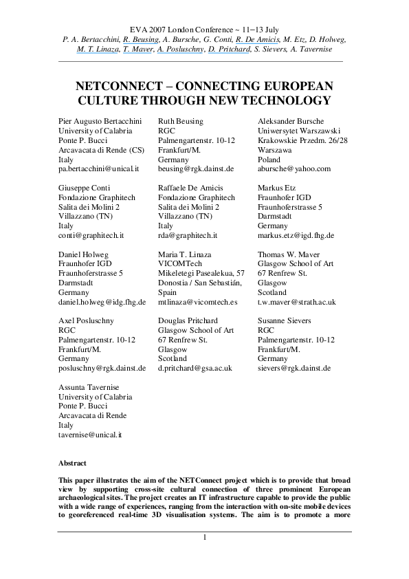 (PDF) NetConnectConnecting European Culture Through New Technology