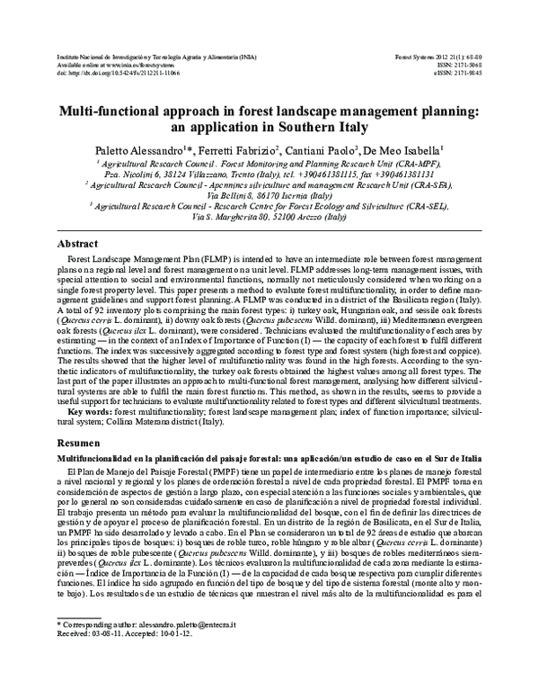 (PDF) Multi-functional approach in forest landscape management planning ...