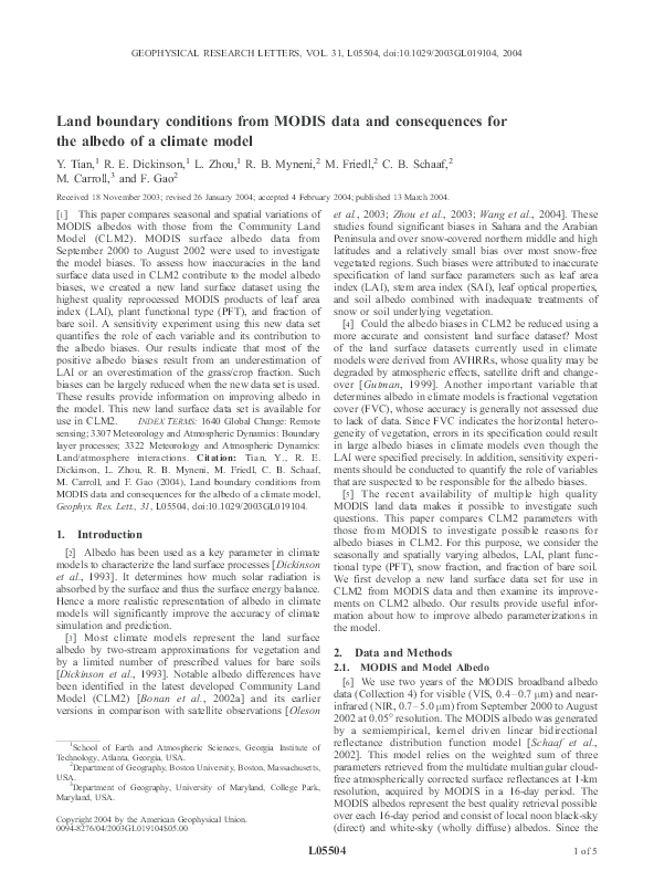(PDF) Land boundary conditions from MODIS data and consequences for the ...