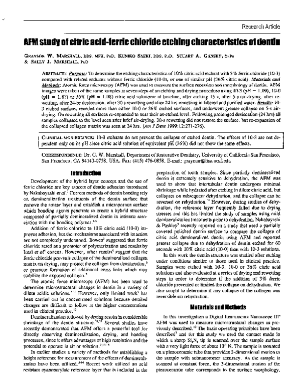 (PDF) AFM study of citric acidferric chloride etching characteristics