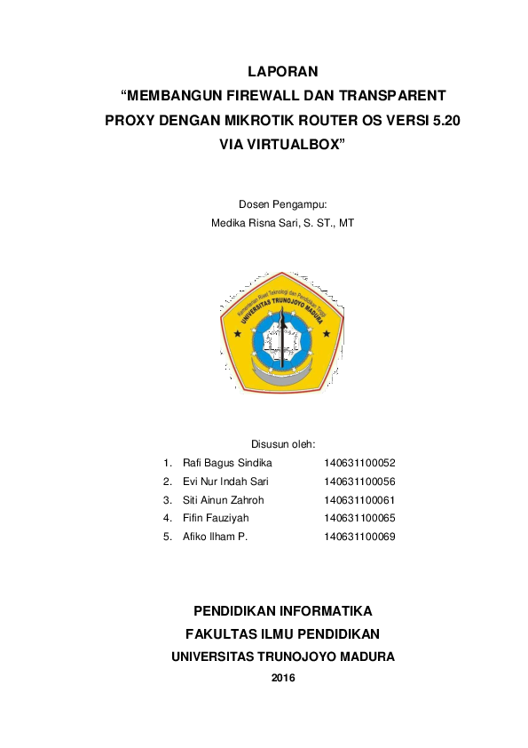 (PDF) MEMBANGUN FIREWALL DAN TRANSPARENT PROXY DENGAN MIKROTIK ROUTER ...