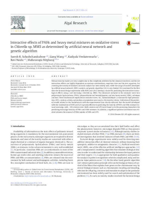 (PDF) Interactive effects of PAHs and heavy metal mixtures on oxidative ...