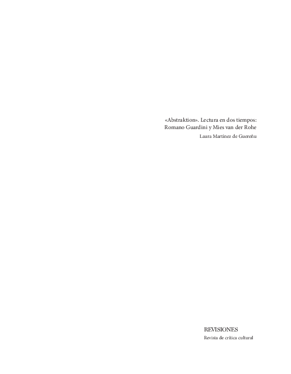 (PDF) «Abstraction». Lectura en dos tiempos: Romano Guardini y Mies van ...