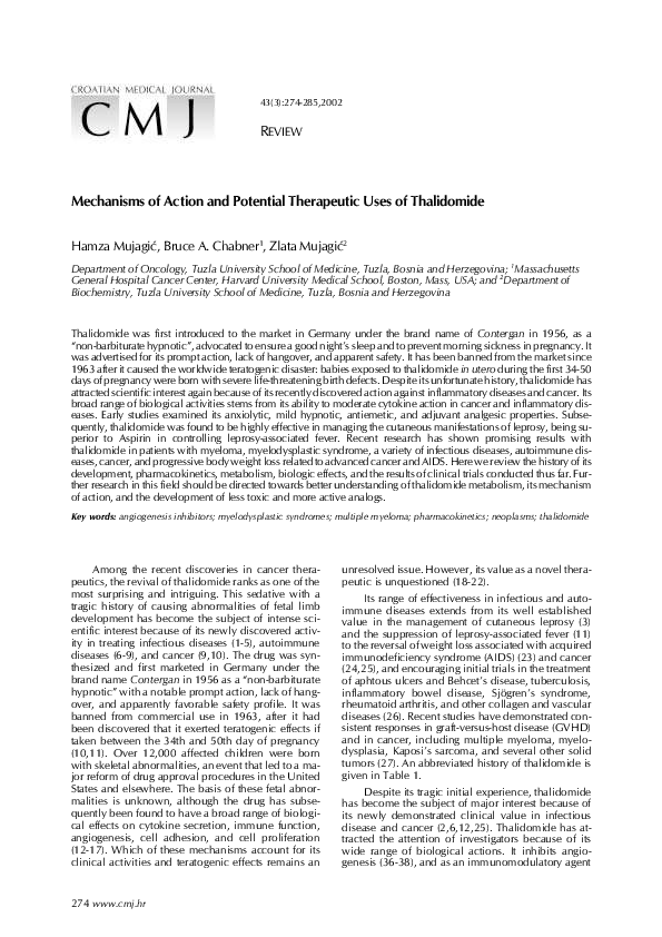 (PDF) Mechanisms of action and potential therapeutic uses of ...