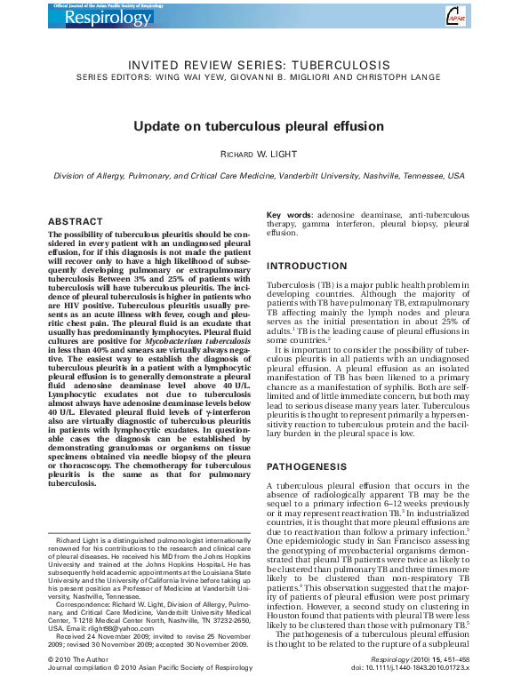 (PDF) Invited Review Series: Tuberculosis