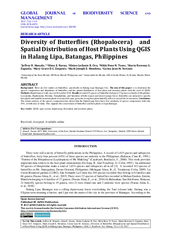 Diversity of butterflies project image