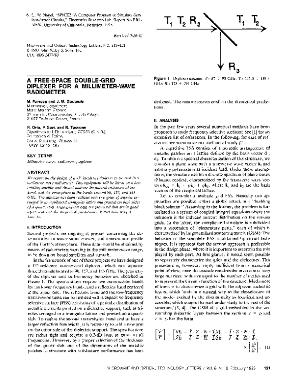 (PDF) A free-space double-grid diplexer for a millimeter-wave radiometer